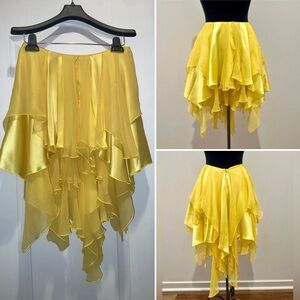 Yellow Custom 2/4 Silk/Chiffon Skirt